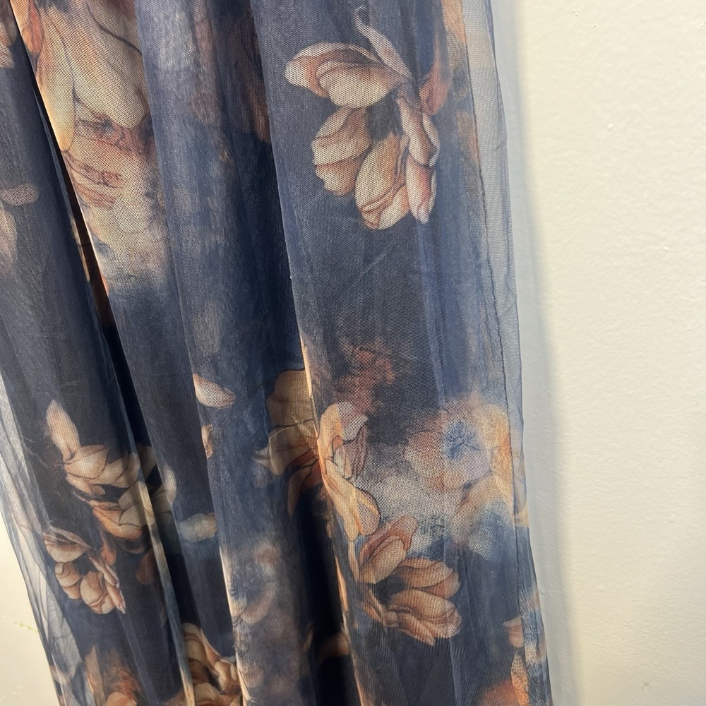 Baltic Born Cassandra‎ Tulle Maxi Dress Dark Blue Floral SZ xl Ethereal Romantic - Picture 16 of 16